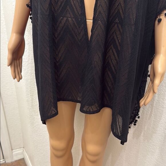 Catherines Black Chevron Kimono Beach Coverup Sz 0X-1X PalmPalm Ball Cruise Wear - Picture 6 of 12